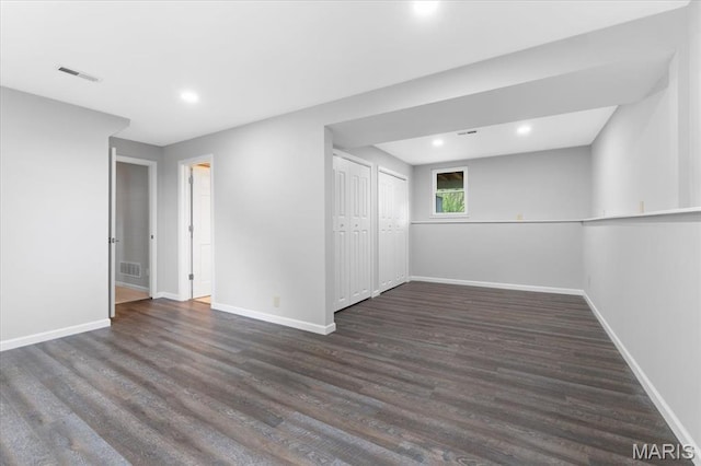 8316 D Rd, Waterloo, IL 62298 - below grade area featuring baseboards, wood finished floors, and recessed lighting