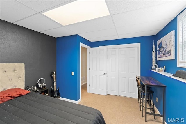 8316 D Rd, Waterloo, IL 62298 - bedroom featuring a paneled ceiling, carpet floors, and a closet