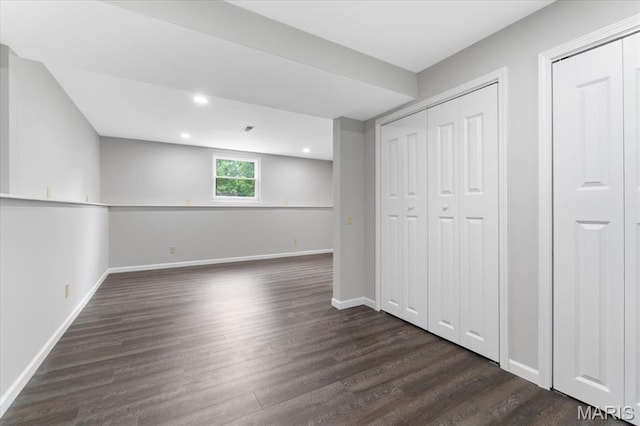 8316 D Rd, Waterloo, IL 62298 - unfurnished bedroom with dark wood-type flooring, baseboards, and recessed lighting