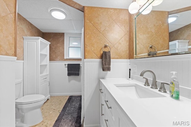 8316 D Rd, Waterloo, IL 62298 - bathroom featuring a wainscoted wall, vanity, and toilet