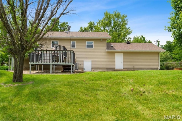 8316 D Rd, Waterloo, IL 62298 - back of property featuring a deck and a yard