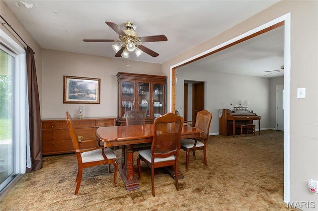128 Cumberland Ave, Maryland Heights, MO 63043 - dining area featuring a ceiling fan and carpet floors