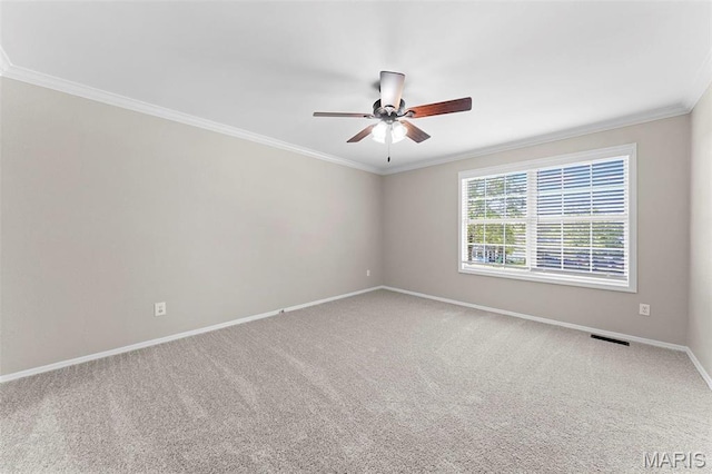 3009 Country Knoll Dr, Saint Charles, MO 63303 - carpeted spare room with ceiling fan, baseboards, and ornamental molding
