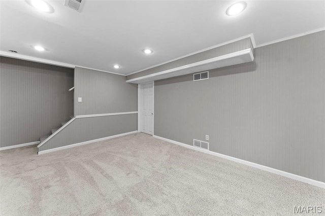 3009 Country Knoll Dr, Saint Charles, MO 63303 - finished below grade area with carpet, stairway, recessed lighting, and baseboards