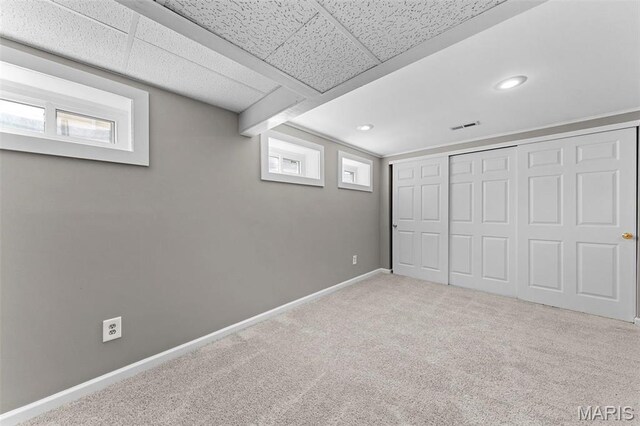 3009 Country Knoll Dr, Saint Charles, MO 63303 - unfurnished bedroom featuring carpet, baseboards, a closet, and recessed lighting