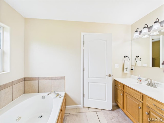 109 Locust Ct, Saint Robert, MO 65584 - full bathroom with a bath, tile patterned flooring, vanity, and baseboards