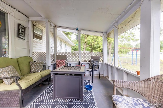211 E Elm, Bertrand, MO 63823 - sunroom / solarium with an outdoor fire pit
