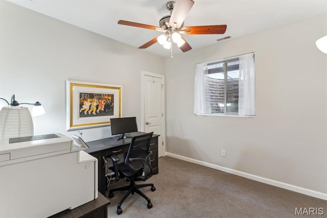 4349 Washington Blvd, Saint Louis, MO 63108 - office featuring carpet, ceiling fan, and baseboards
