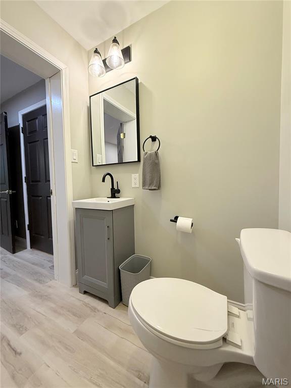 1307 Pike Dr, Bismarck, MO 63624 - bathroom with toilet, vanity, and wood finished floors