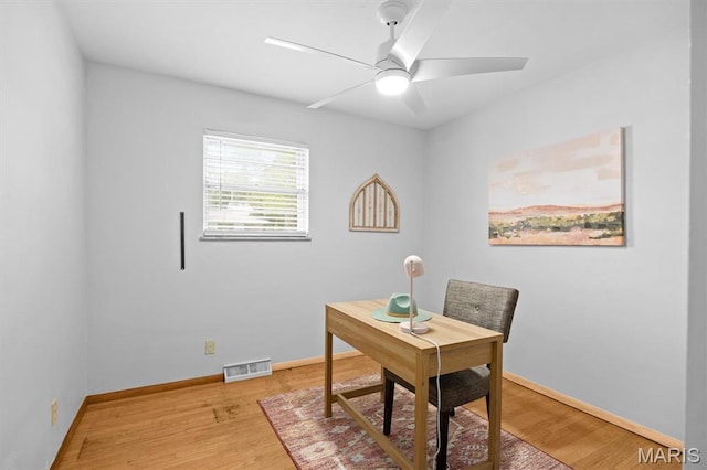 22 Briarwood Dr, Belleville, IL 62223 - office area featuring light wood-style floors, ceiling fan, and baseboards