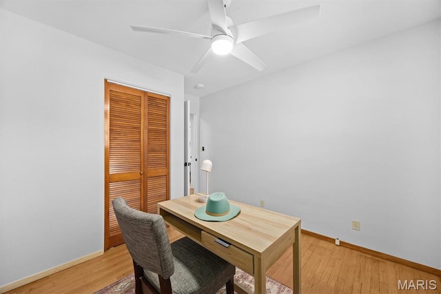 22 Briarwood Dr, Belleville, IL 62223 - home office featuring light wood-style floors, baseboards, and ceiling fan