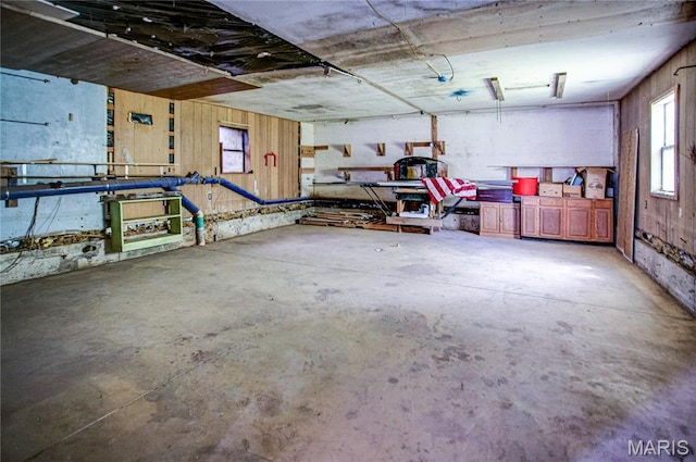 garage featuring a workshop area