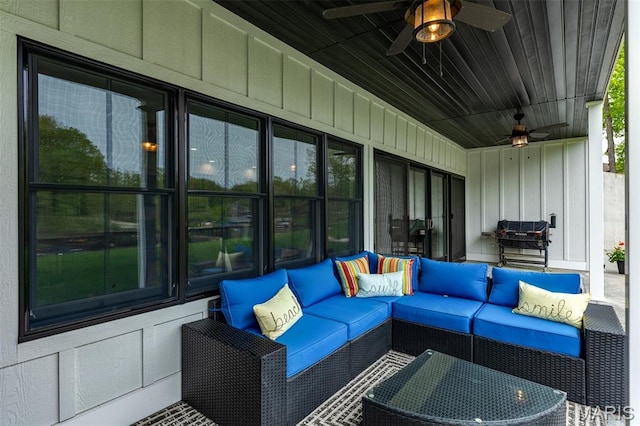 10028 Pineridge Dr, Effingham, IL 62401 - view of patio / terrace with a ceiling fan and outdoor lounge area