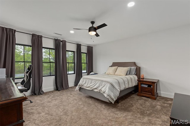 10028 Pineridge Dr, Effingham, IL 62401 - bedroom featuring multiple windows, carpet flooring, baseboards, and recessed lighting