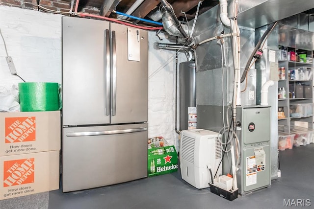 utilities featuring heating unit and gas water heater