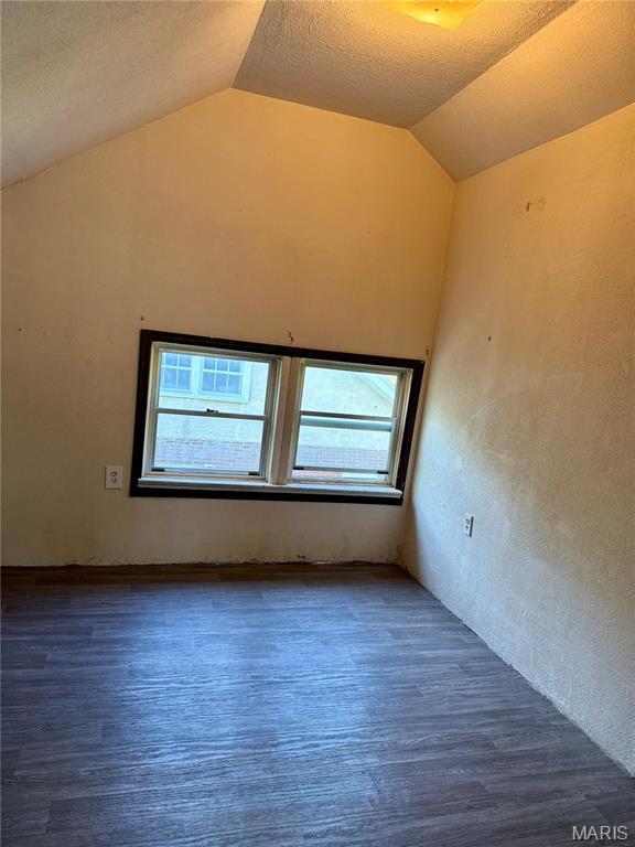 bonus room featuring lofted ceiling, wood finished floors, and plenty of natural light