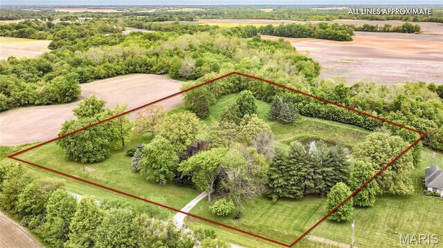 968 Super Slab Rd, Greenfield, IL 62044 - aerial view of property and surrounding area featuring property boundaries highlighted