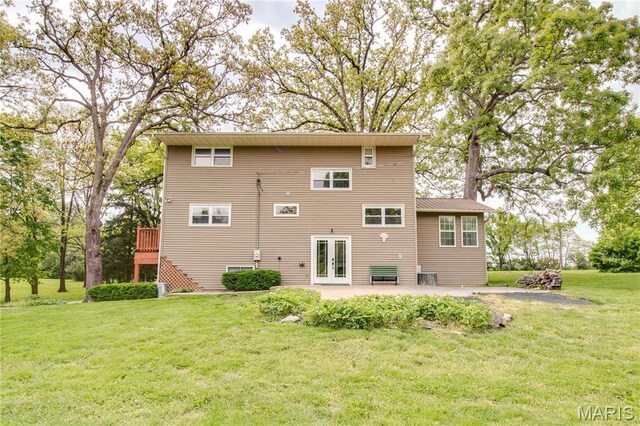 968 Super Slab Rd, Greenfield, IL 62044 - rear view of property featuring french doors, a yard, and a patio