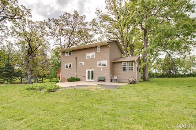 968 Super Slab Rd, Greenfield, IL 62044 - back of property featuring a patio area, a yard, and french doors