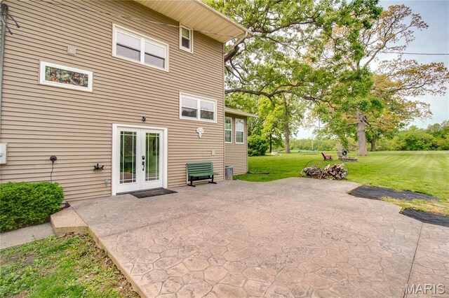 968 Super Slab Rd, Greenfield, IL 62044 - rear view of house featuring a patio area, french doors, and a lawn