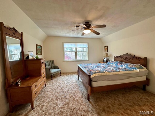 15716 County Road 5190, Rolla, MO 65401 - carpeted bedroom featuring lofted ceiling and ceiling fan