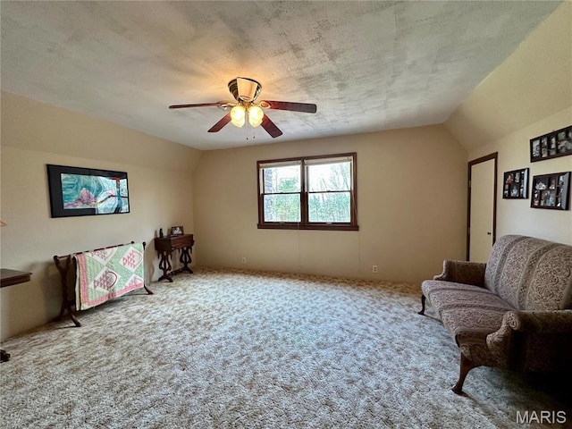 15716 County Road 5190, Rolla, MO 65401 - carpeted living area with a ceiling fan and lofted ceiling