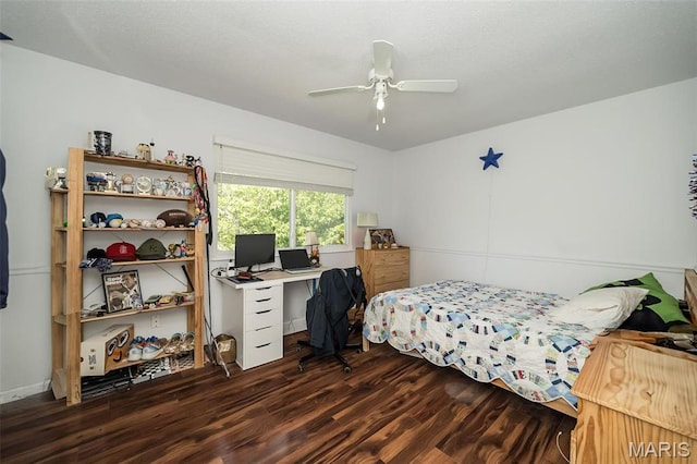 101 Holly Green Dr, Ballwin, MO 63021 - bedroom with wood finished floors, a ceiling fan, and a desk