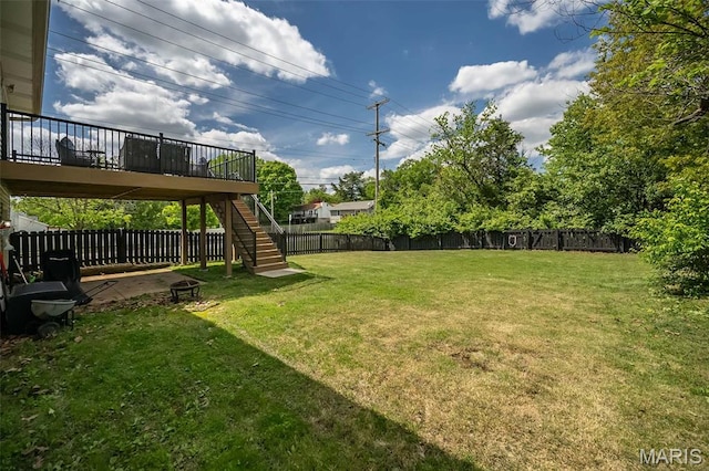 101 Holly Green Dr, Ballwin, MO 63021 - view of yard featuring stairs and a deck