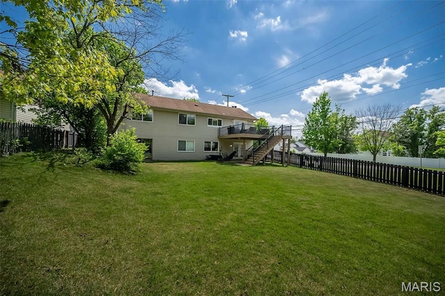 101 Holly Green Dr, Ballwin, MO 63021 - view of yard with stairs and a deck