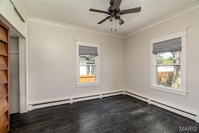 305 W Ray St, Christopher, IL 62822 - spare room featuring plenty of natural light, wood finished floors, ornamental molding, and ceiling fan