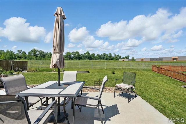 71 Hidden Mill Ct, Moscow Mills, MO 63362 - view of patio / terrace with outdoor dining area and a rural view
