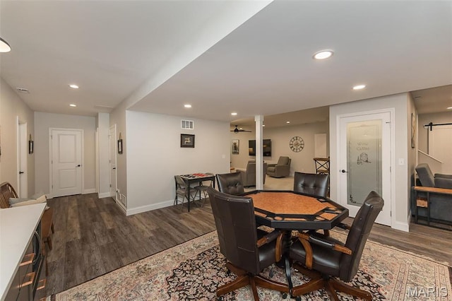 1804 Sterling Oaks Dr, Saint Peters, MO 63376 - dining room featuring dark wood finished floors, recessed lighting, and baseboards