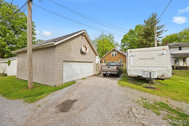 view of detached garage