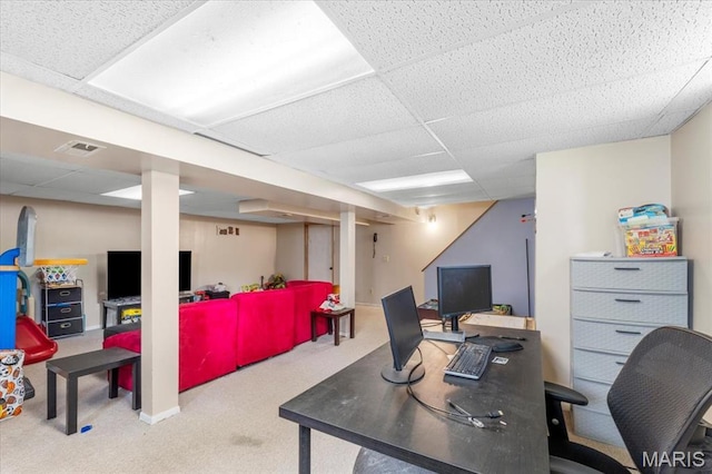 2270 Grants Pkwy, Florissant, MO 63031 - home office featuring a paneled ceiling and carpet floors