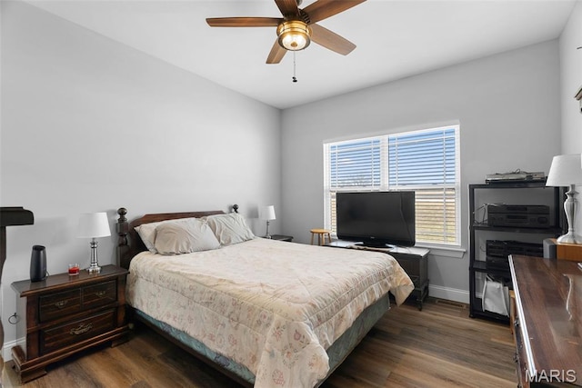 25 Gregory Michael Ln, Wright City, MO 63390 - bedroom with dark wood-type flooring, baseboards, and a ceiling fan