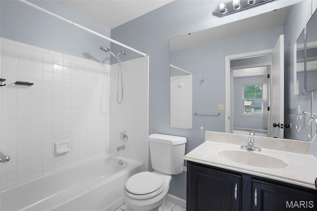 10 Brooker Ct, Saint Peters, MO 63376 - bathroom with toilet, shower / bathtub combination, vanity, and baseboards