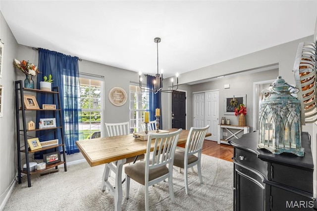 dining area with a chandelier