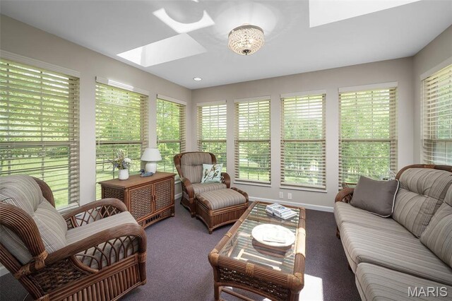 1189 Turnberry Dr, Innsbrook, MO 63390 - carpeted living room with a skylight and baseboards