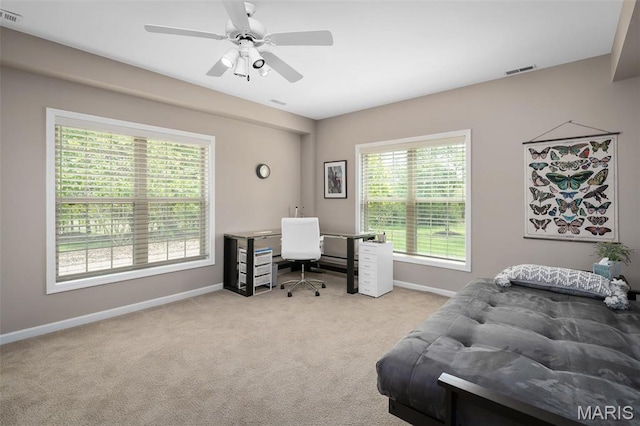 1189 Turnberry Dr, Innsbrook, MO 63390 - office with baseboards, carpet flooring, and ceiling fan
