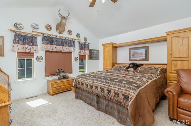 24473 Remington, Lebanon, MO 65536 - bedroom with carpet, high vaulted ceiling, and ceiling fan