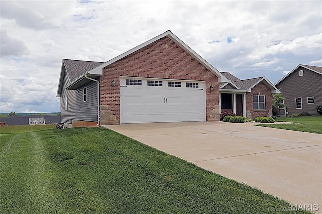 108 Buford Mountain Rd, Farmington, MO 63640 - single story home with an attached garage, concrete driveway, a front yard, and brick siding