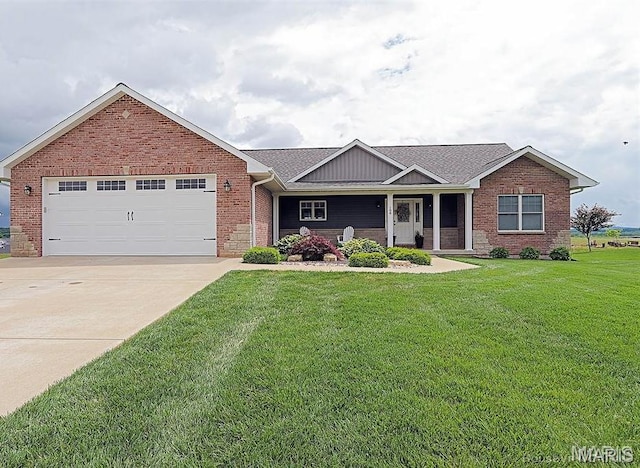 108 Buford Mountain Rd, Farmington, MO 63640 - single story home with concrete driveway, a front yard, a garage, and brick siding