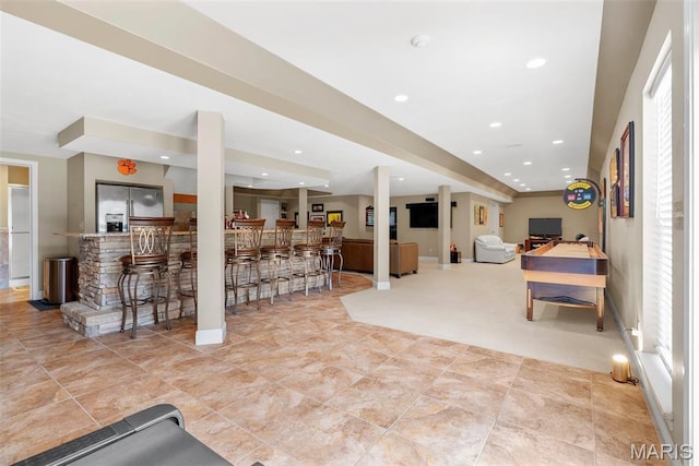 interior space with recessed lighting