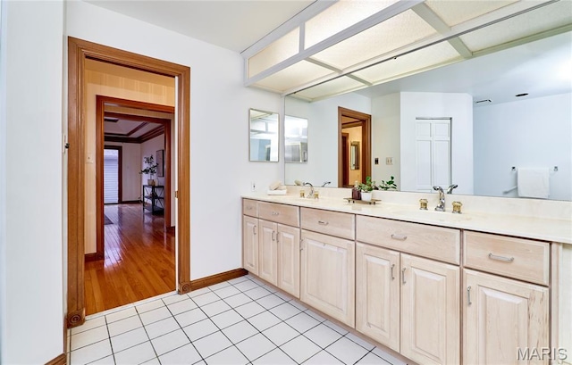 14424 Valley Meadow Ct W, Chesterfield, MO 63017 - full bathroom featuring double vanity and tile patterned flooring