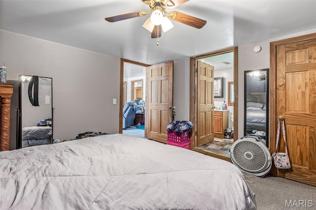 1158 Mulberry St, Bismarck, MO 63624 - bedroom with carpet flooring, connected bathroom, and ceiling fan