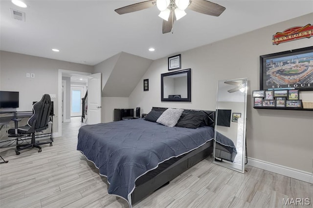 2 Mahogany Run, Farmington, MO 63640 - bedroom featuring wood finished floors, baseboards, recessed lighting, a desk, and a ceiling fan
