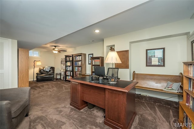 17006 Main St, Wildwood, MO 63040 - office area with dark carpet and ceiling fan