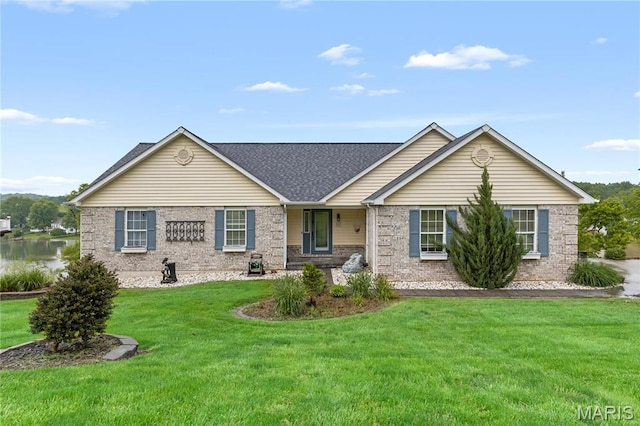 827 Bridgewater Xing, Villa Ridge, MO 63089 - ranch-style house featuring brick siding, a front lawn, and a shingled roof