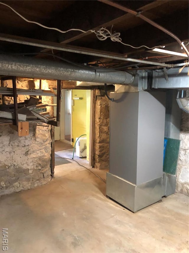 view of unfinished basement