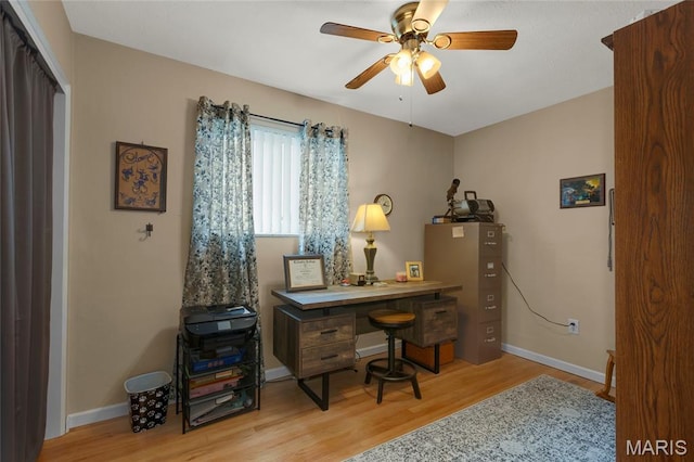 1261 Whispering Winds Dr, Arnold, MO 63010 - office area with light wood finished floors and a ceiling fan